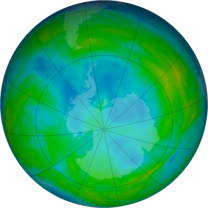 Antarctic ozone map for 01 June 1992